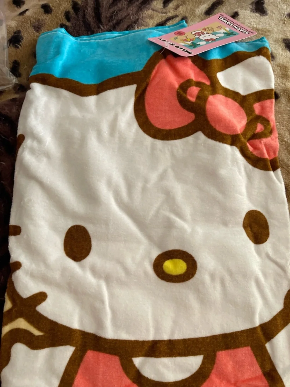 Hello Kitty Coral Pink & Aqua Beach Towel
